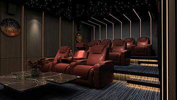 Private cinema and Dolby Atmos installation for a luxury home in Málaga.